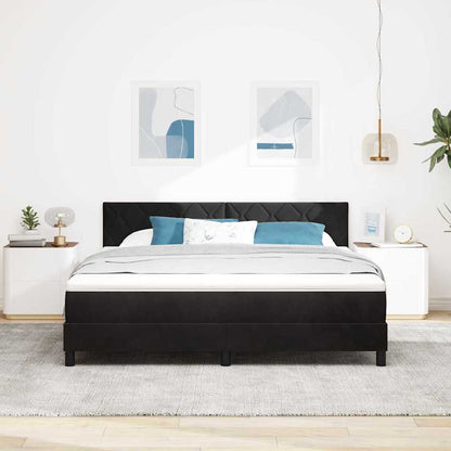 LED Boxspringbett mit Kopfteil Schwarz 180 x 200 cm Samt