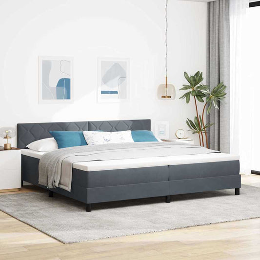 Boxspringbett mit Kopfteil Dunkelgrau 200 x 200 cm Samt