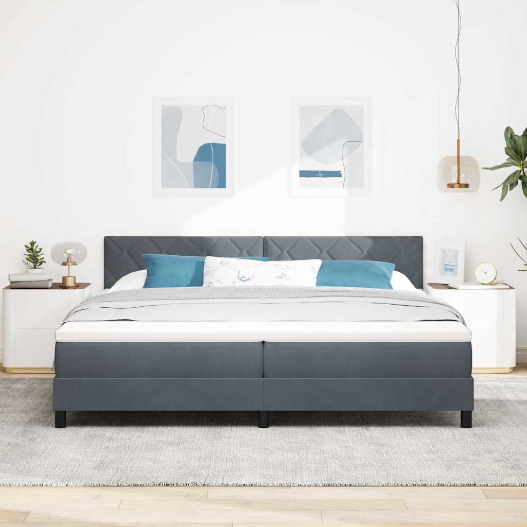 Boxspringbett mit Kopfteil Dunkelgrau 200 x 200 cm Samt