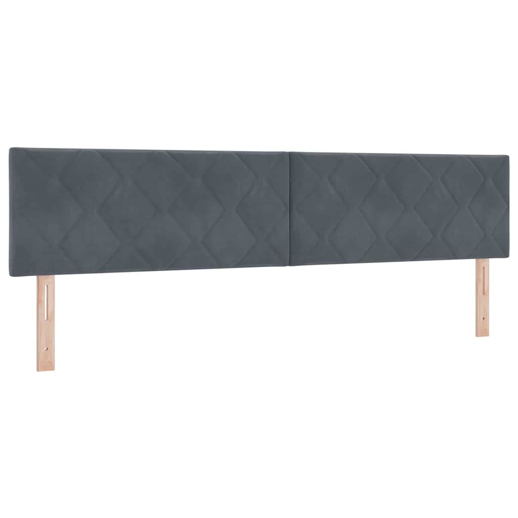LED Boxspringbett mit Kopfteil Dunkelgrau 200 x 200 cm Samt