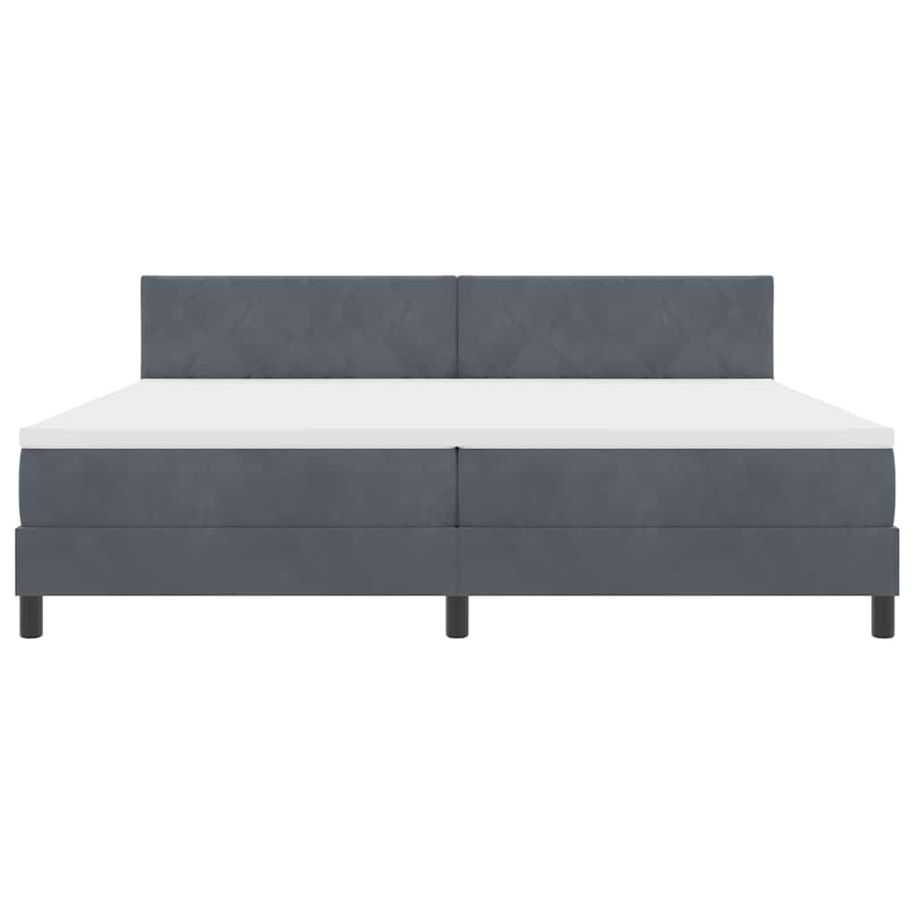 LED Boxspringbett mit Kopfteil Dunkelgrau 200 x 200 cm Samt