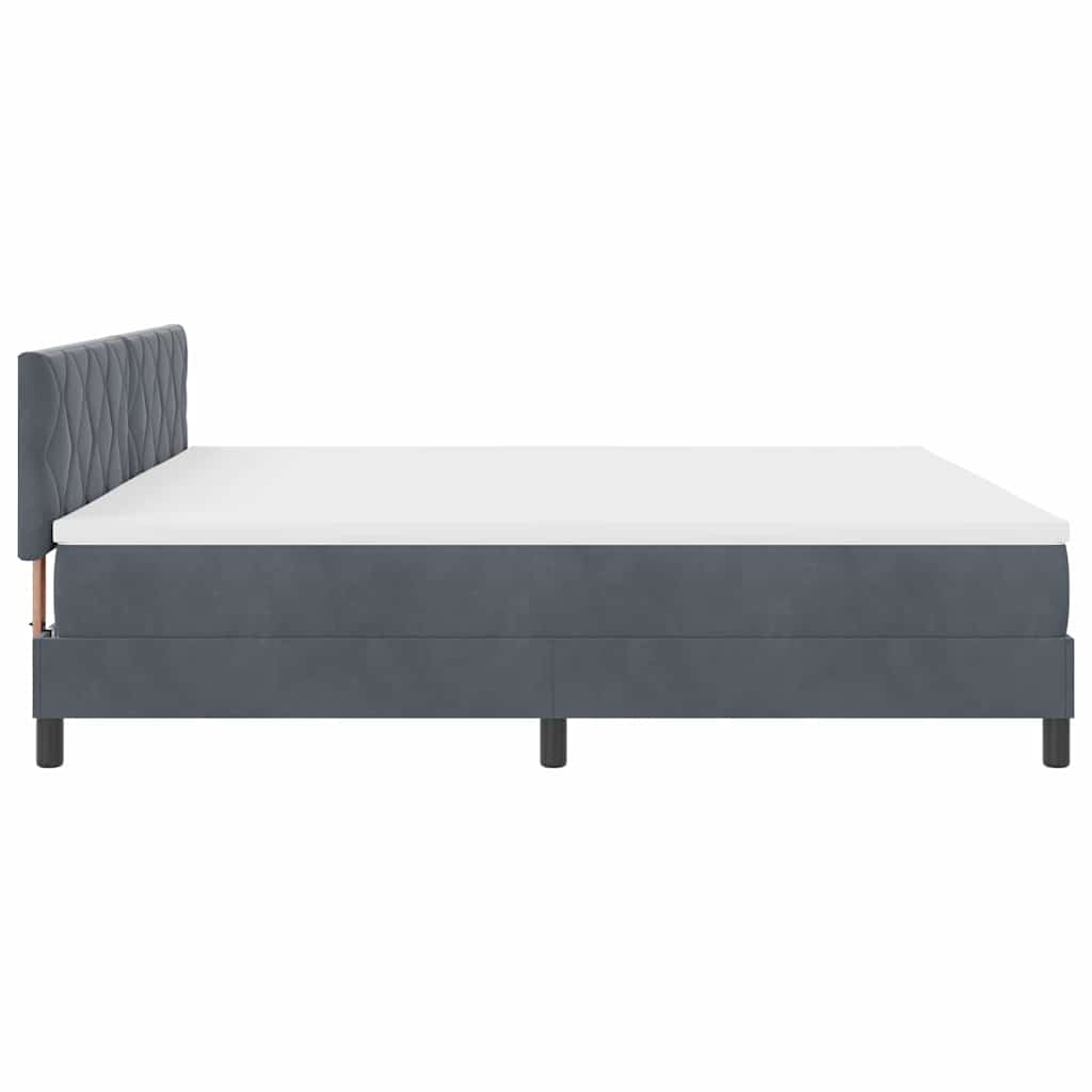 LED Boxspringbett mit Kopfteil Dunkelgrau 200 x 200 cm Samt