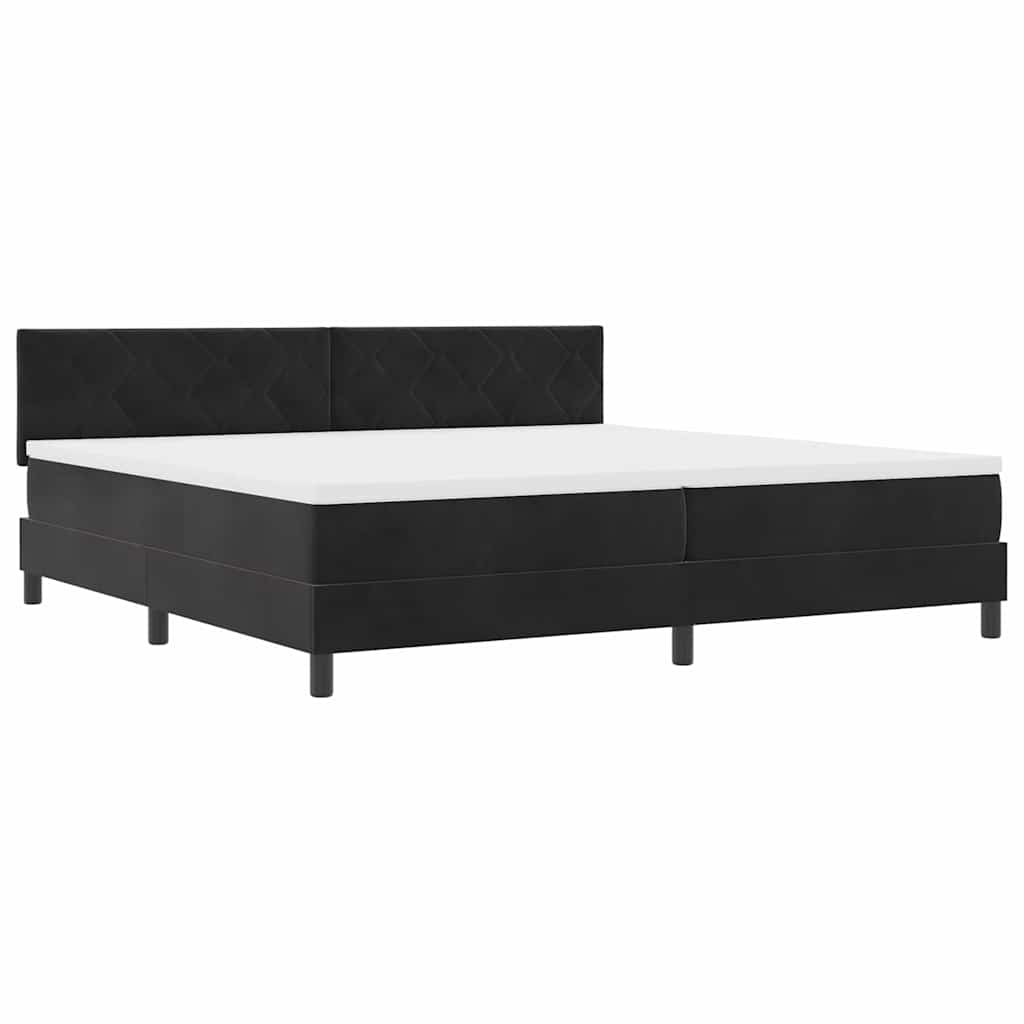 Boxspringbett mit Kopfteil Schwarz 200 x 200 cm Samt