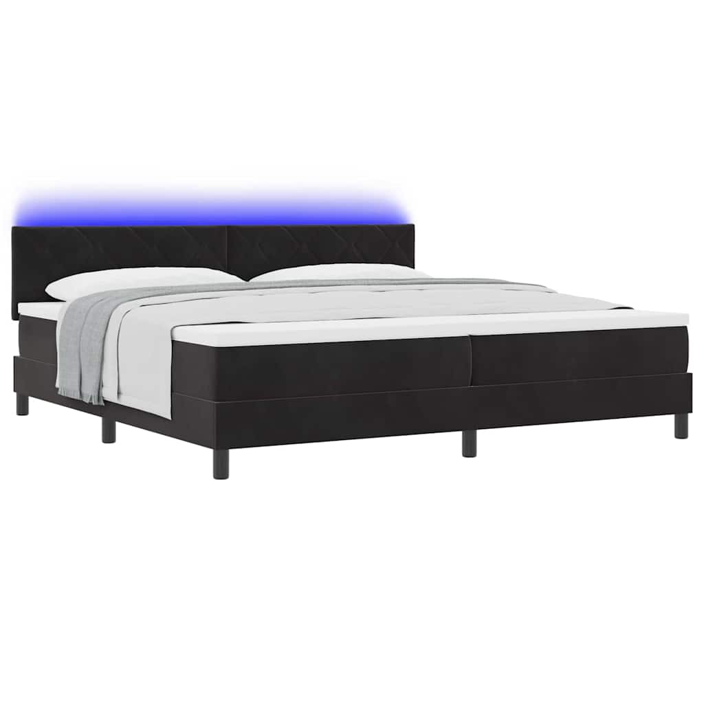 Boxspringbett mit Kopfteil Schwarz 200 x 200 cm Samt