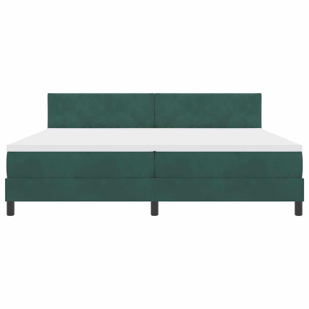 LED Boxspringbett mit Kopfteil Dunkelgrün 200 x 200 cm Samt