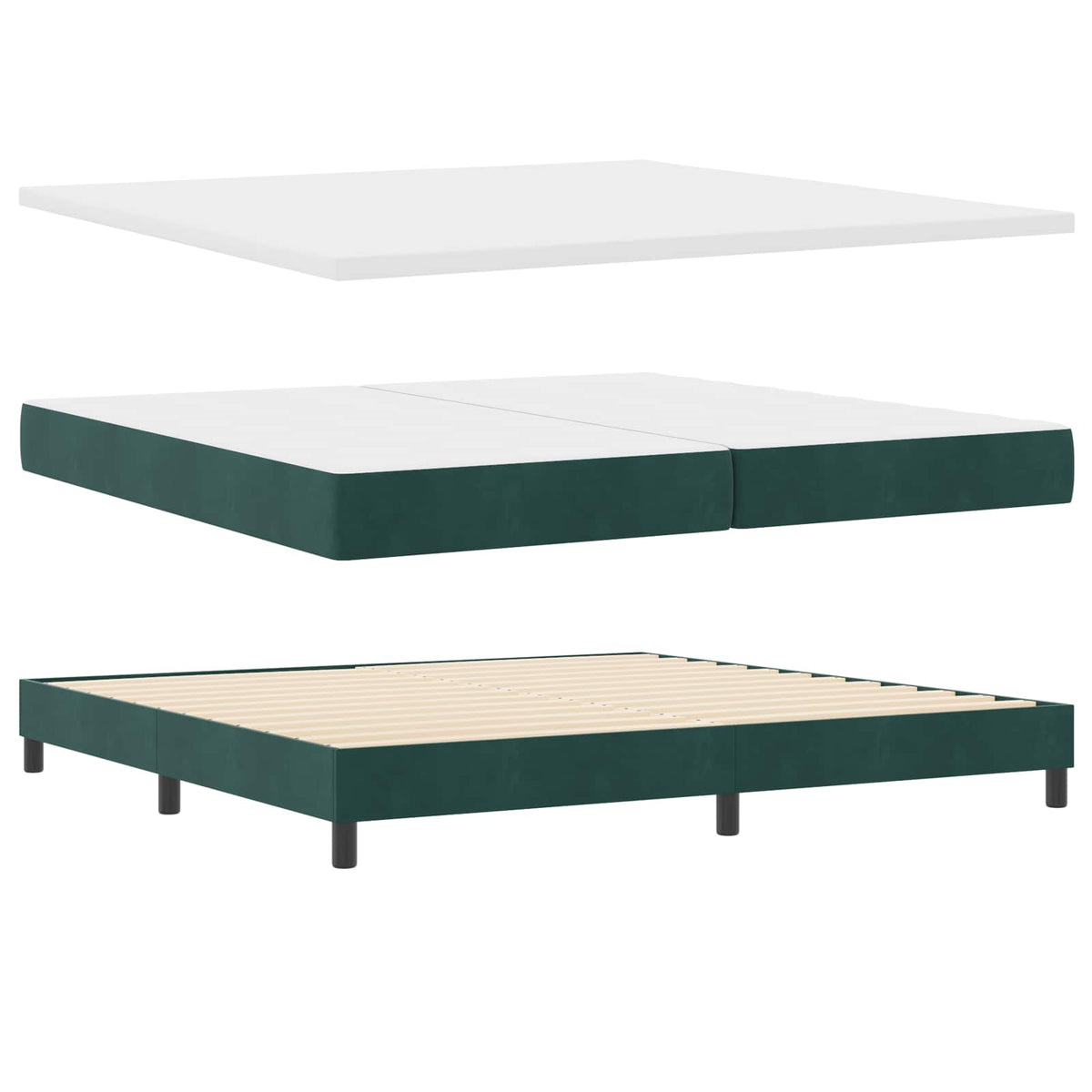 LED Boxspringbett mit Kopfteil Dunkelgrün 200 x 200 cm Samt