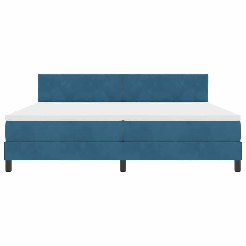 LED Boxspringbett mit Kopfteil Dunkelblau 200 x 200 cm Samt