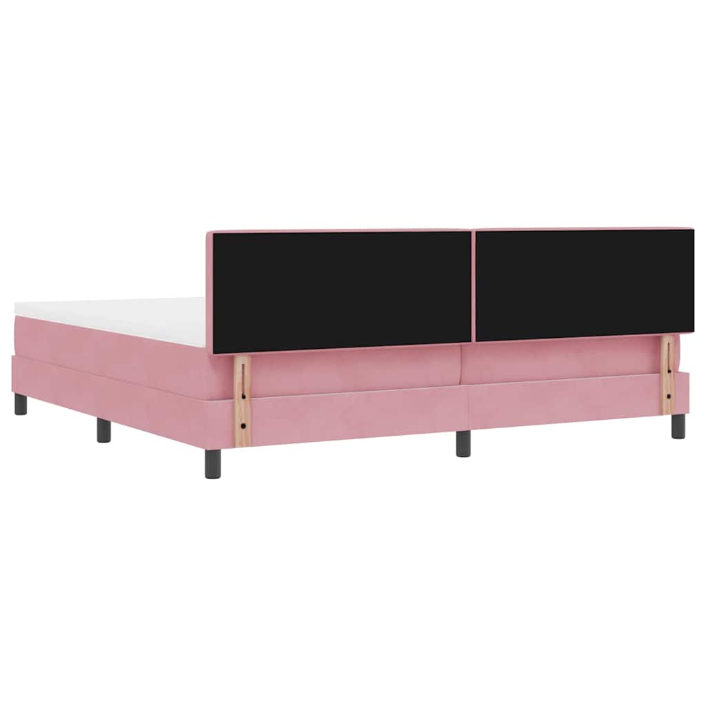 LED Boxspringbett mit LED-Lichtleisten Rosa 200 x 200 cm Samt