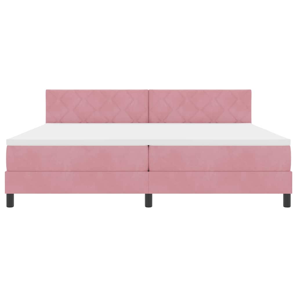 LED Boxspringbett mit LED-Lichtleisten Rosa 200 x 200 cm Samt