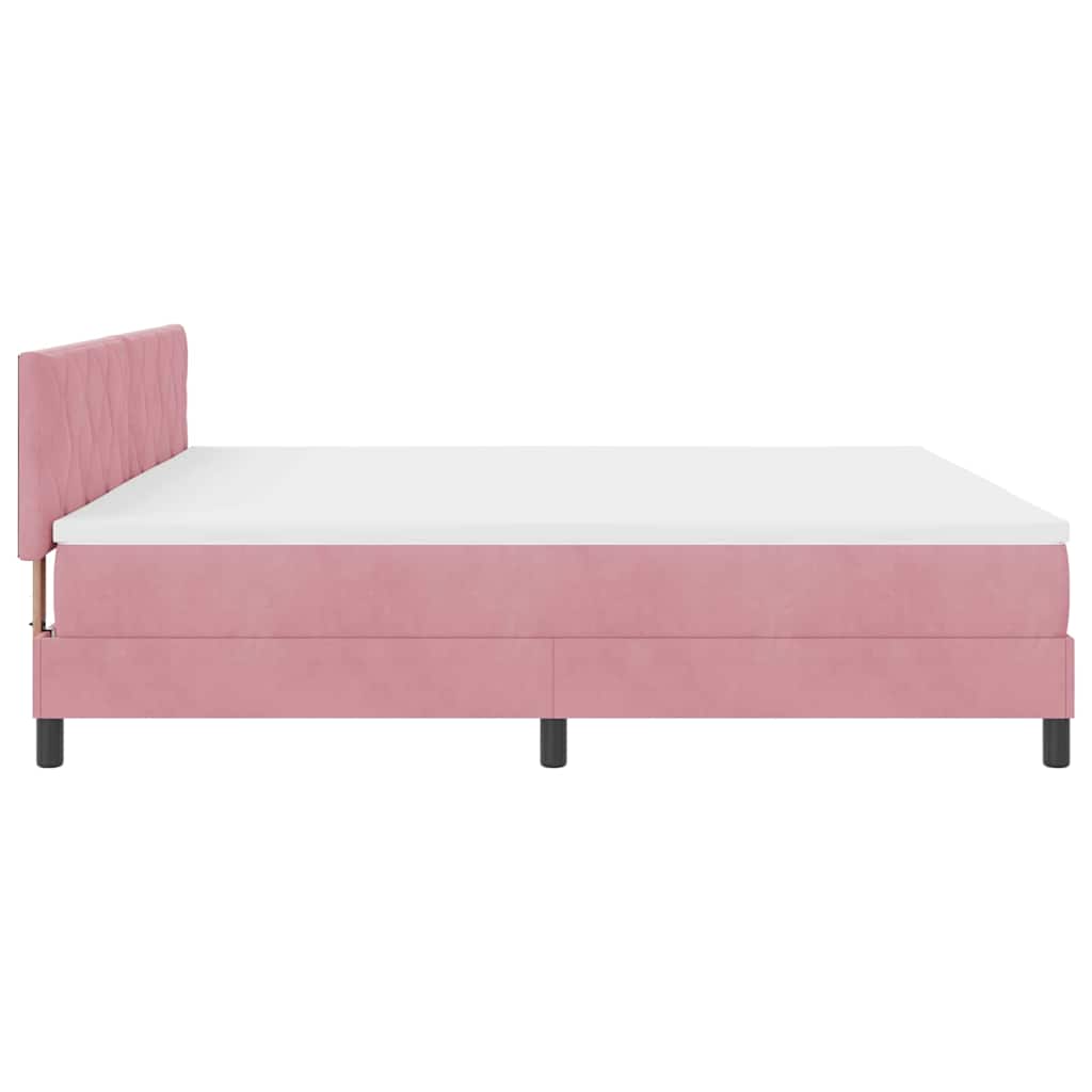LED Boxspringbett mit LED-Lichtleisten Rosa 200 x 200 cm Samt