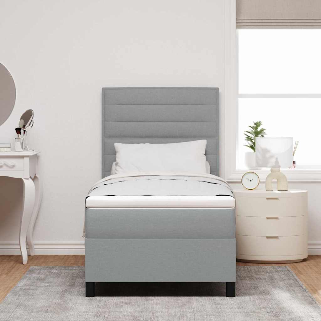 Boxspringbett mit Matratze mit LED Hellgrau 80 x 200 cm Stoff