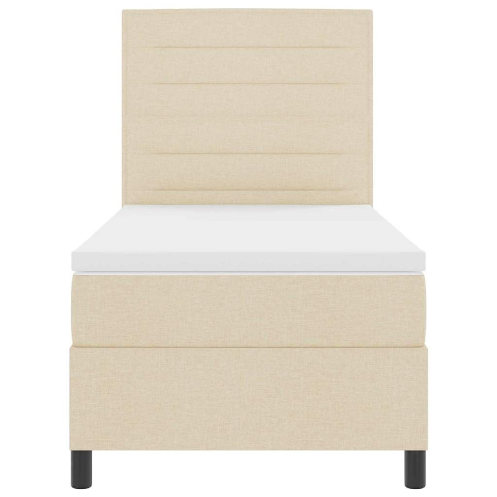 Boxspringbett mit Matratze mit LED Creme 80 x 200 cm Stoff