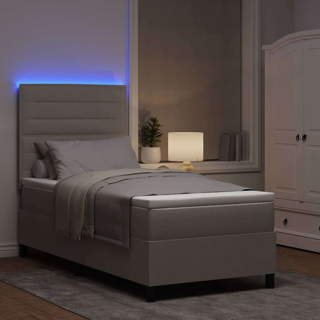 Boxspringbett mit LED-Lichtleisten Taupe 90 x 190 cm Stoff