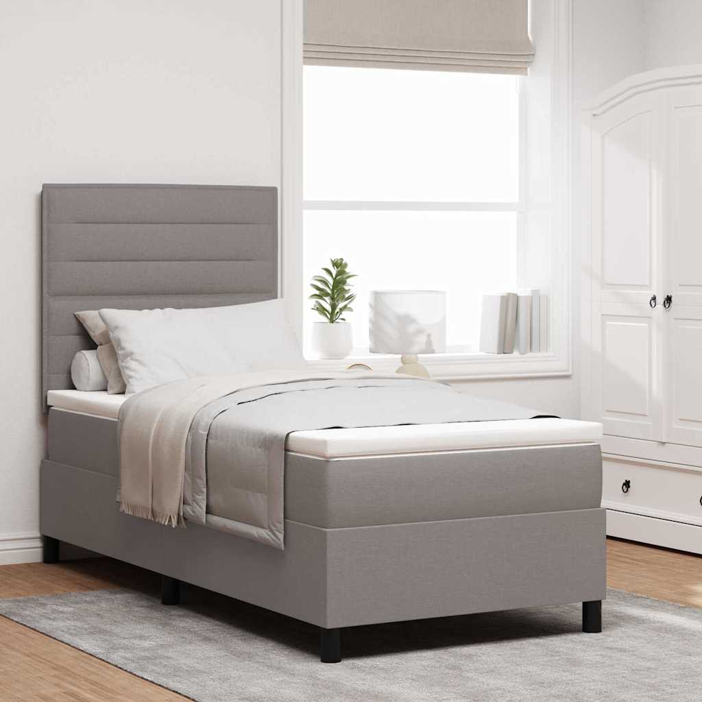 Boxspringbett mit LED-Lichtleisten Taupe 90 x 190 cm Stoff