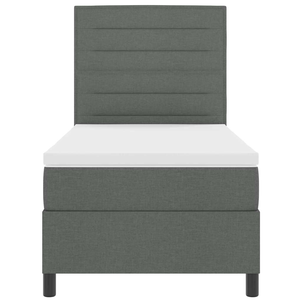 Boxspringbett mit Matratze mit LED Dunkelgrau 90 x 200 cm Stoff