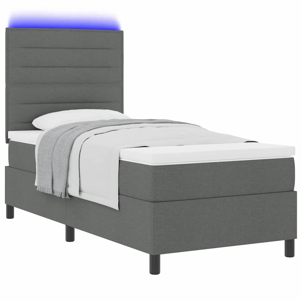 Boxspringbett mit Matratze Dunkelgrau 100 x 200 cm Stoff