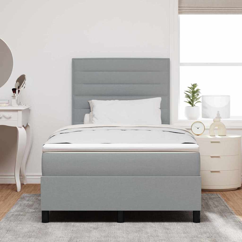 Boxspringbett mit Matratze mit LED Hellgrau 120 x 200 cm Stoff
