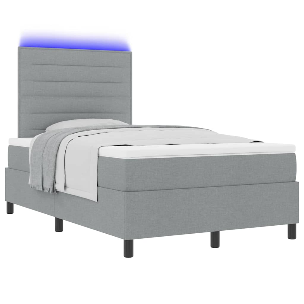 Boxspringbett mit Matratze mit LED Hellgrau 120 x 200 cm Stoff