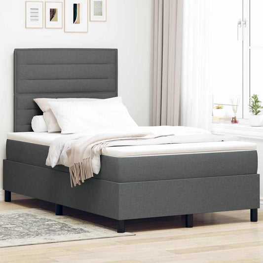 Boxspringbett mit Matratze Dunkelgrau 120 x 200 cm Stoff