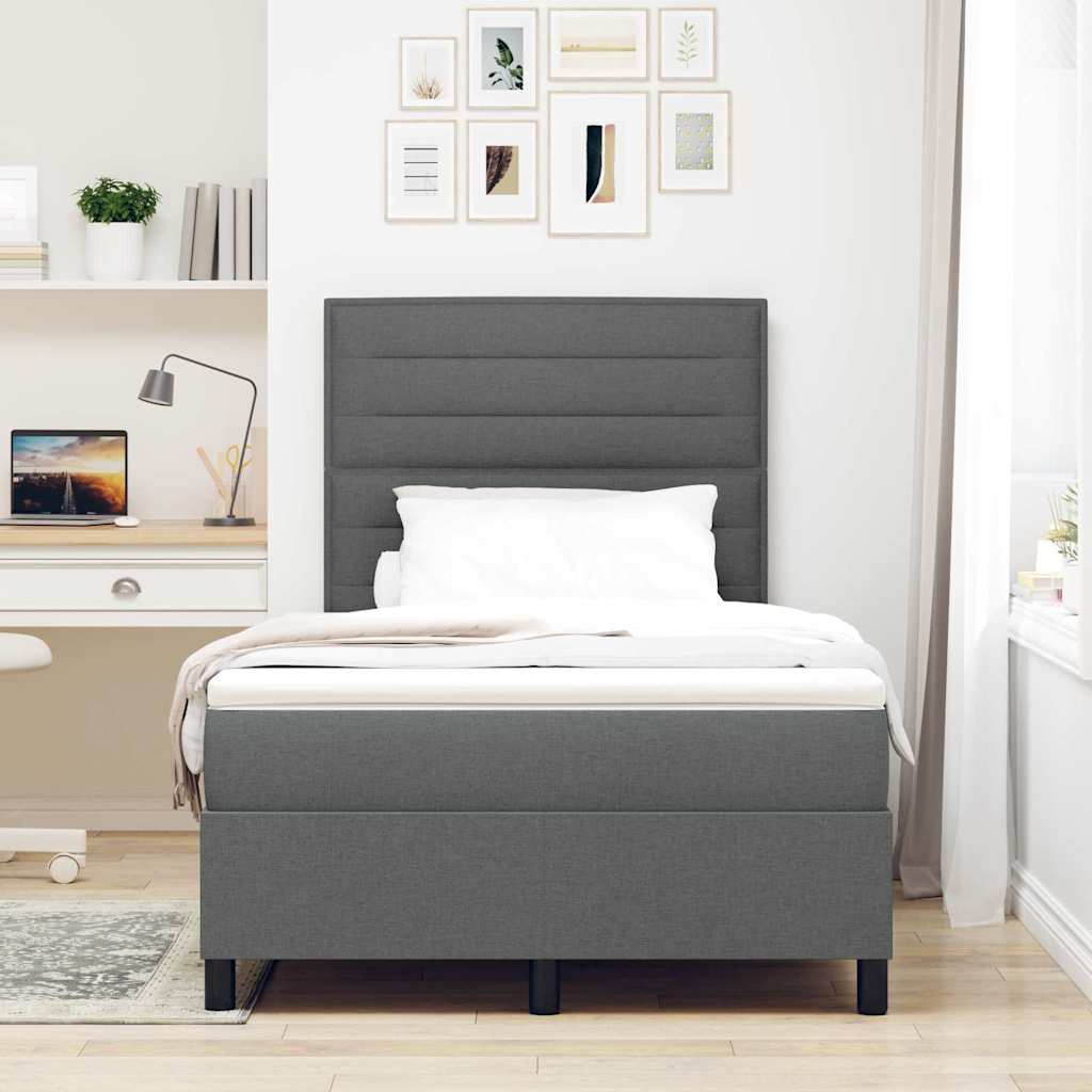 Boxspringbett mit Matratze Dunkelgrau 120 x 200 cm Stoff