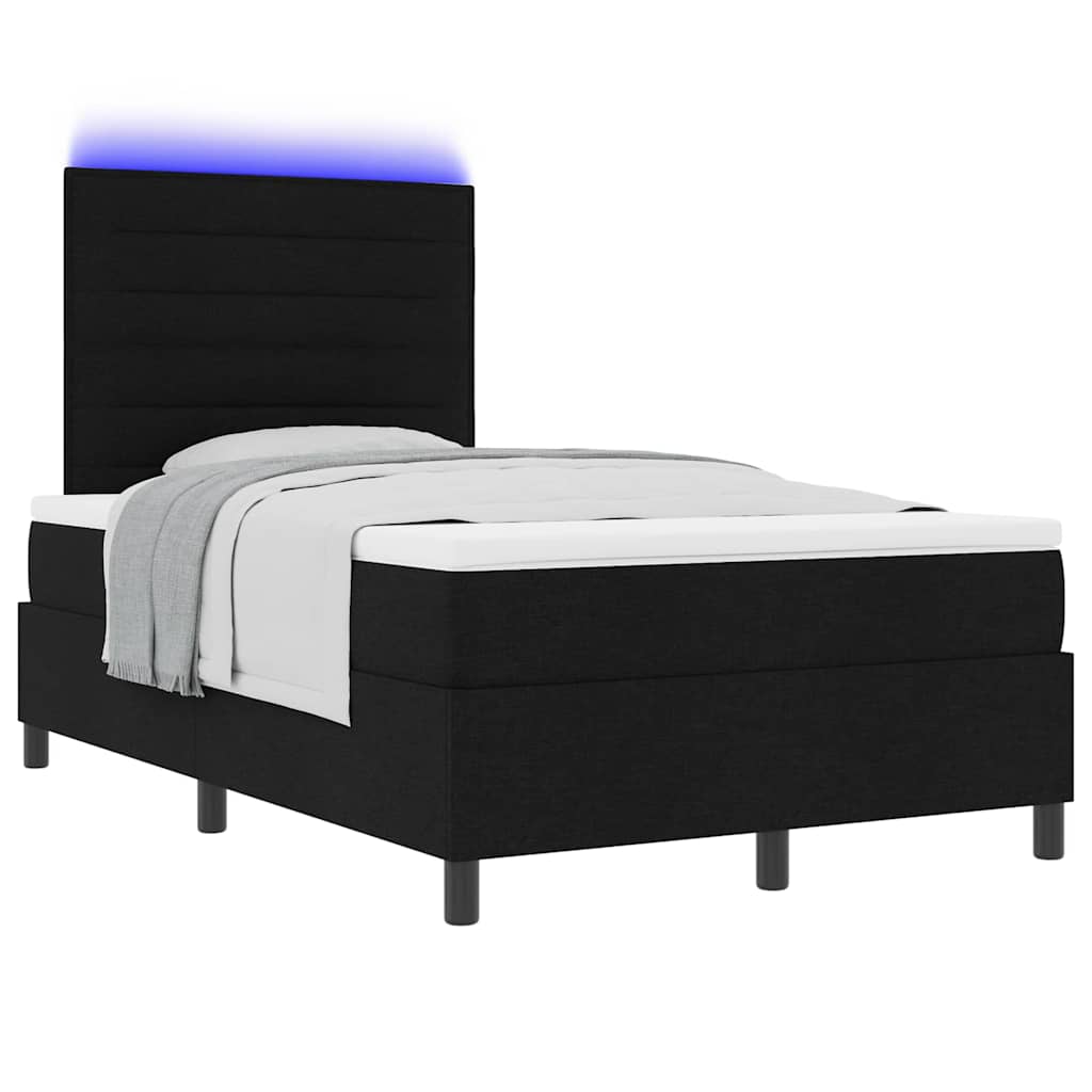 Boxspringbett mit Matratze mit LED Schwarz 120 x 200 cm Stoff
