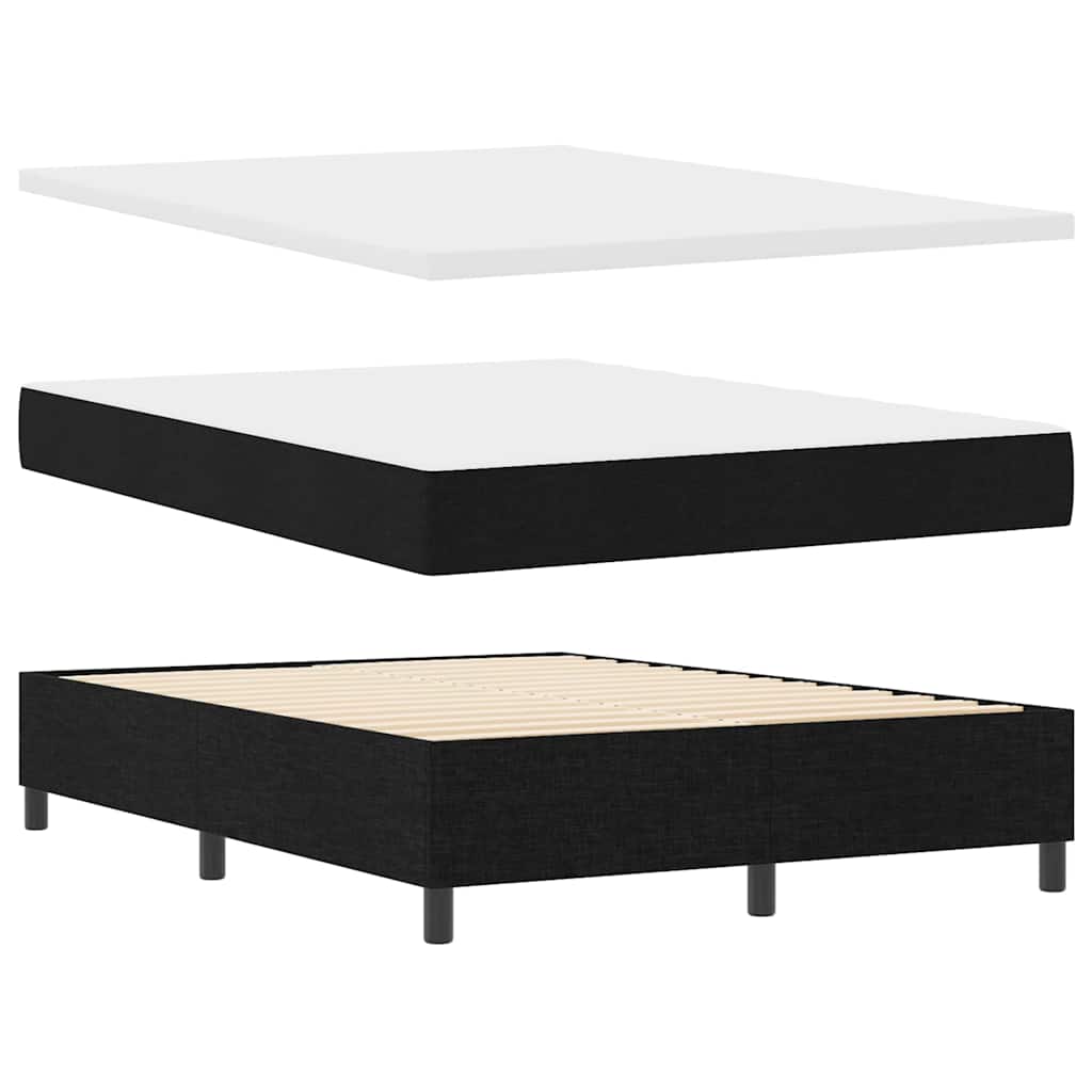 Boxspringbett mit Matratze mit LED Schwarz 140 x 190 cm Stoff