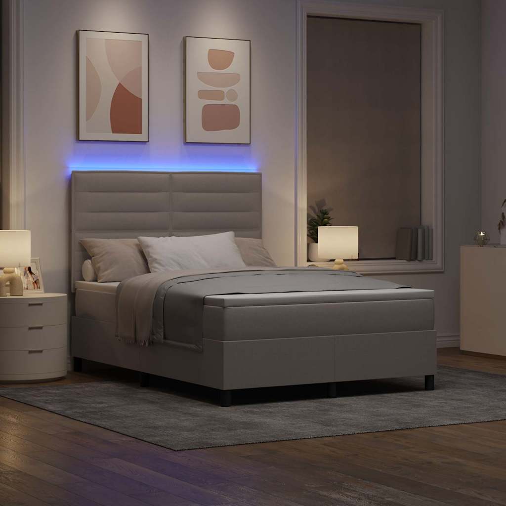 Boxspringbett mit LED-Lichtleisten Taupe 140 x 190 cm Stoff