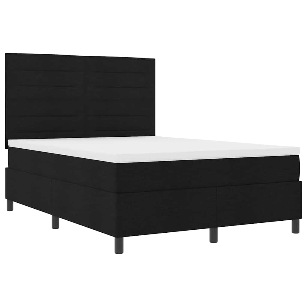 Boxspringbett mit Matratze mit LED Schwarz 140 x 200 cm Stoff
