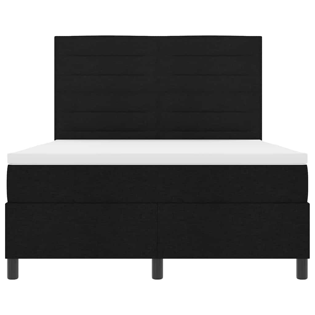 Boxspringbett mit Matratze mit LED Schwarz 140 x 200 cm Stoff