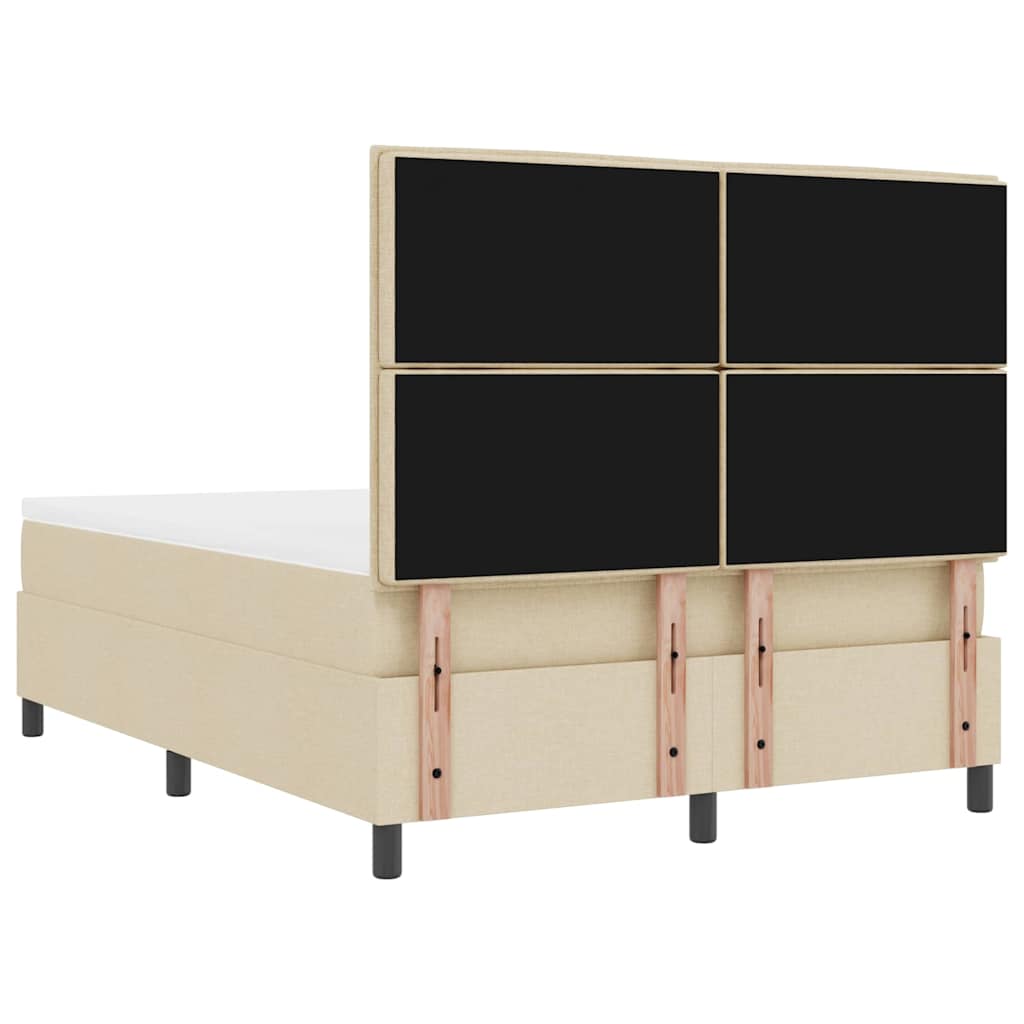 Boxspringbett mit Matratze mit LED Creme 140 x 200 cm Stoff