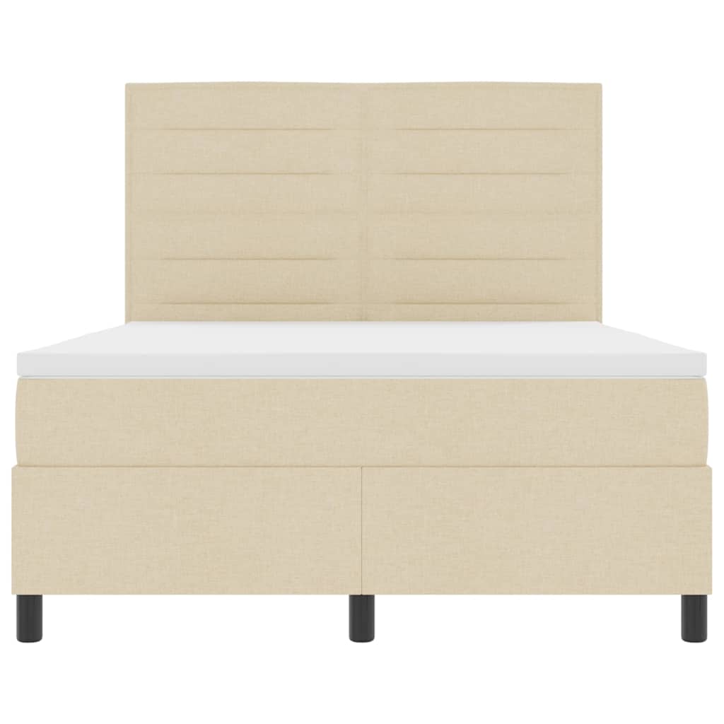 Boxspringbett mit Matratze mit LED Creme 140 x 200 cm Stoff
