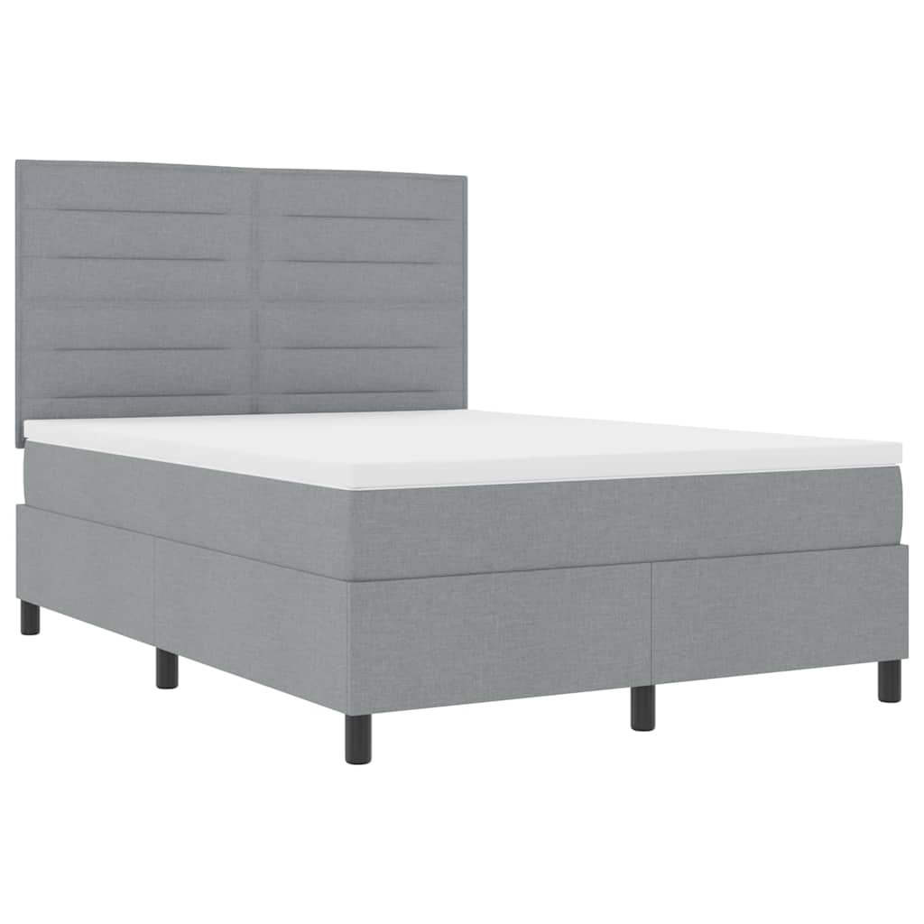 Boxspringbett mit Matratze mit LED Hellgrau 160 x 200 cm Stoff