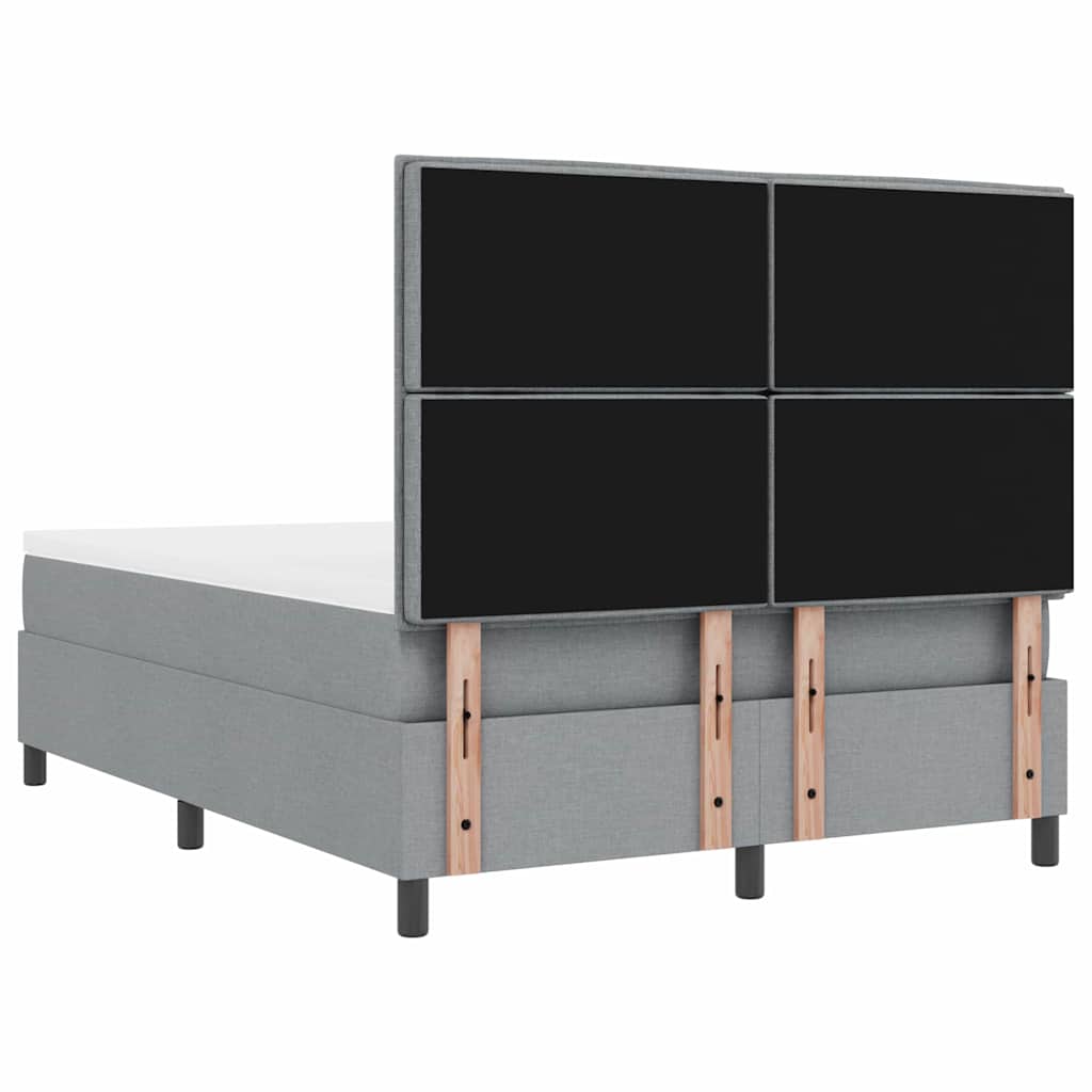 Boxspringbett mit Matratze mit LED Hellgrau 160 x 200 cm Stoff