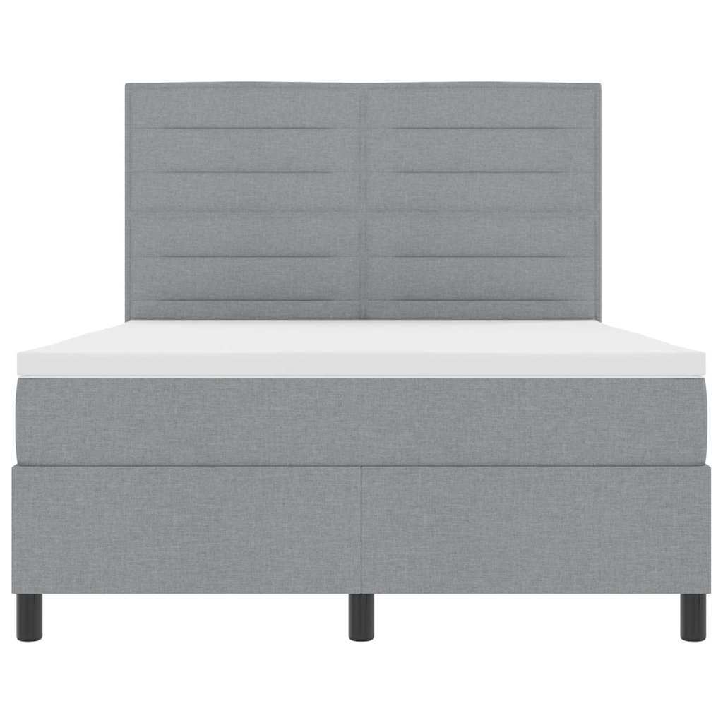 Boxspringbett mit Matratze mit LED Hellgrau 160 x 200 cm Stoff