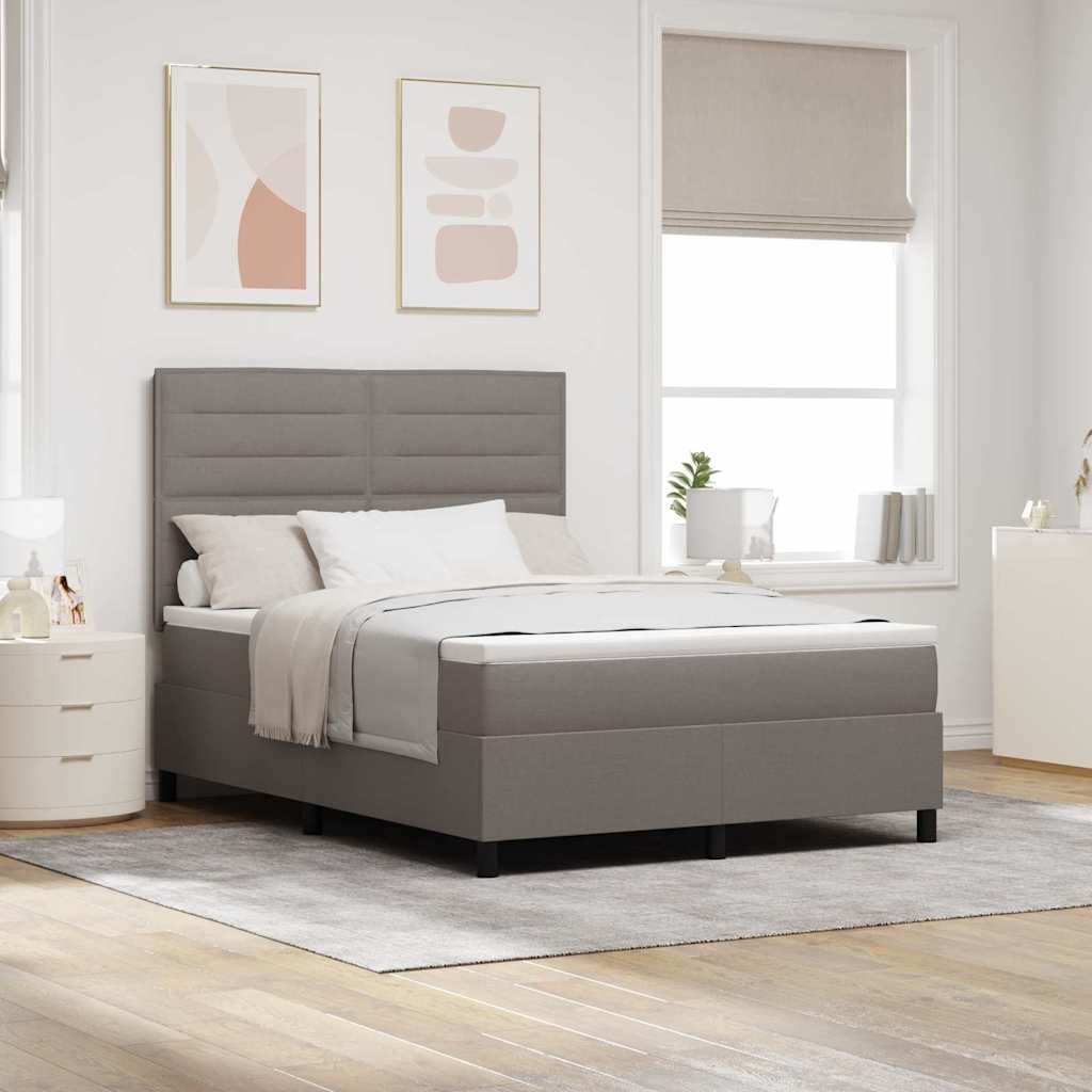 Boxspringbett mit LED-Lichtleisten Taupe 160 x 200 cm Stoff