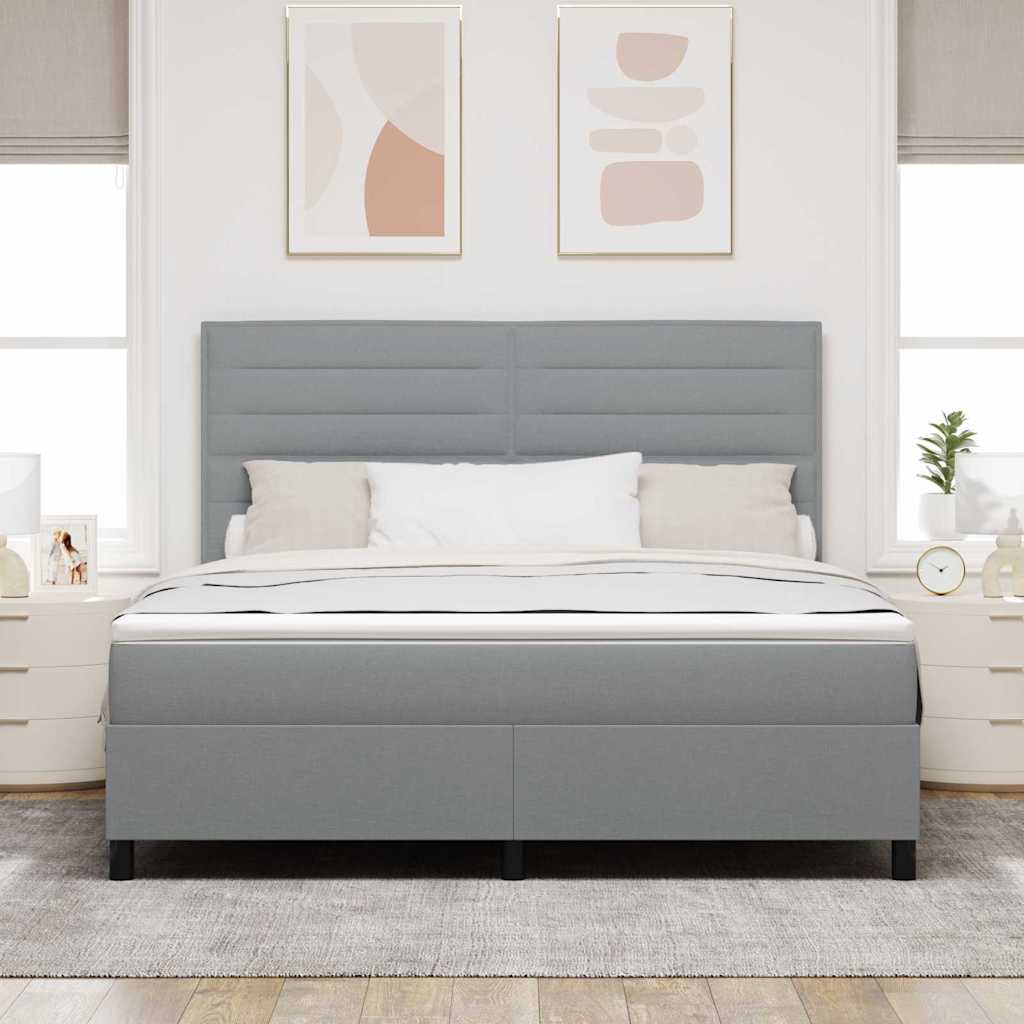 Boxspringbett mit Matratze mit LED Hellgrau 180 x 200 cm Stoff