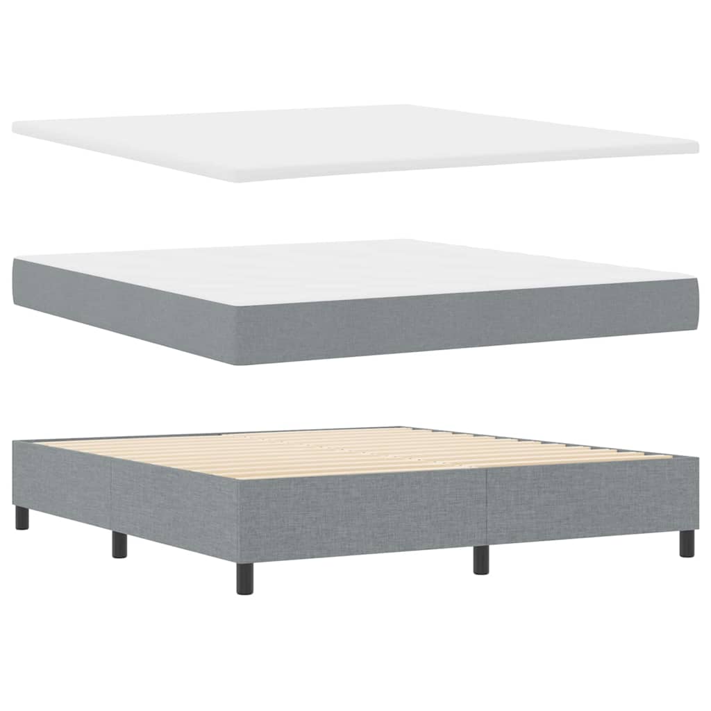 Boxspringbett mit Matratze mit LED Hellgrau 180 x 200 cm Stoff
