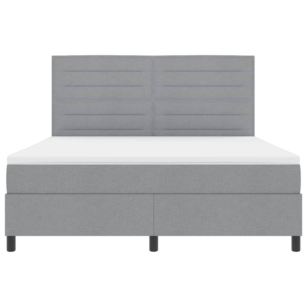 Boxspringbett mit Matratze mit LED Hellgrau 180 x 200 cm Stoff