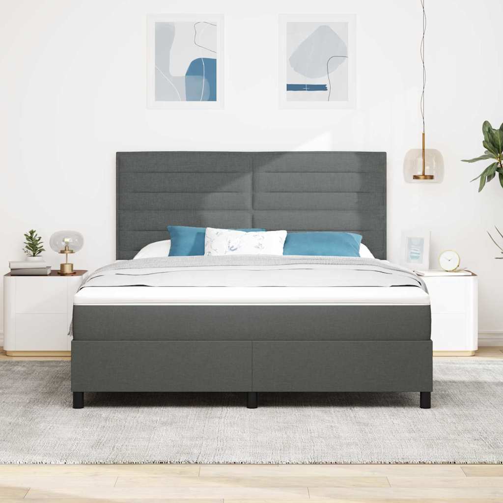Boxspringbett mit Matratze Dunkelgrau 180 x 200 cm Stoff