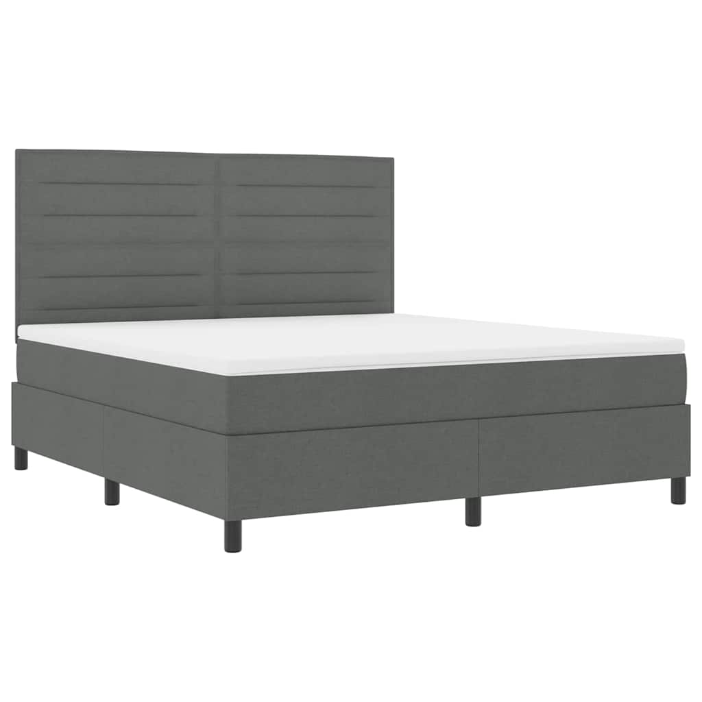 Boxspringbett mit Matratze Dunkelgrau 180 x 200 cm Stoff