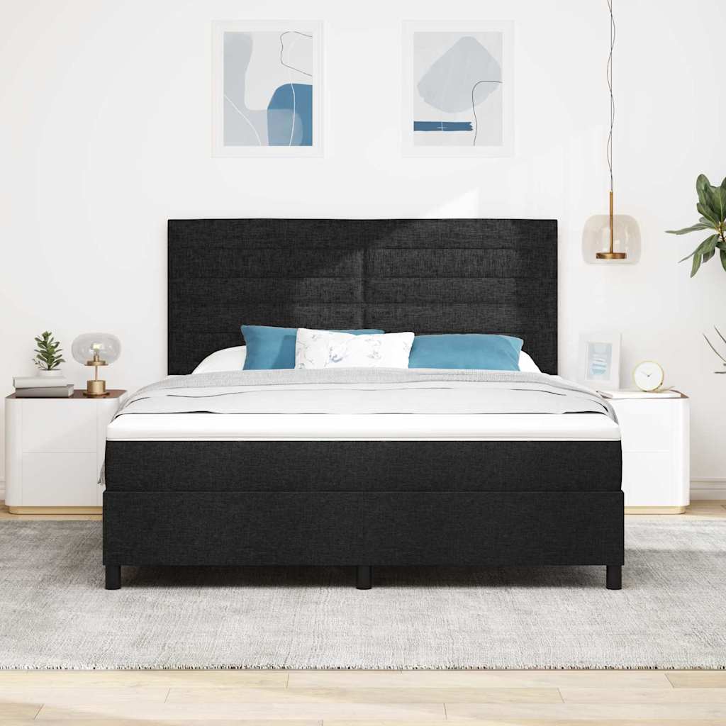 Boxspringbett mit Matratze mit LED Schwarz 180 x 200 cm Stoff