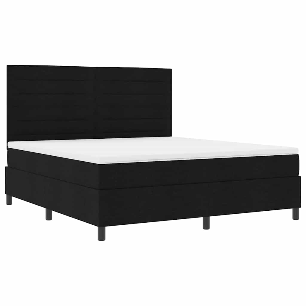 Boxspringbett mit Matratze mit LED Schwarz 180 x 200 cm Stoff