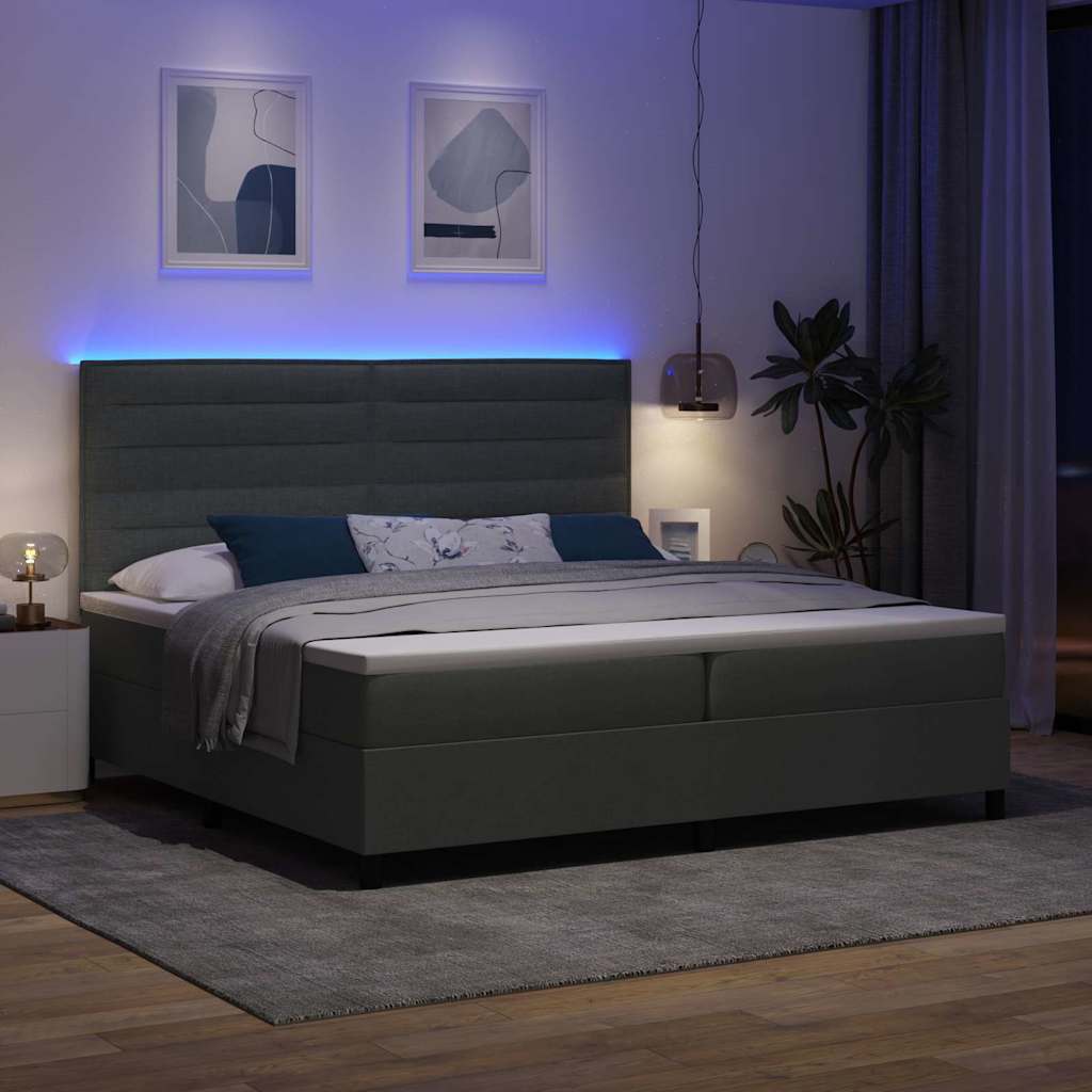 Boxspringbett mit Matratze Dunkelgrau 200 x 200 cm Stoff