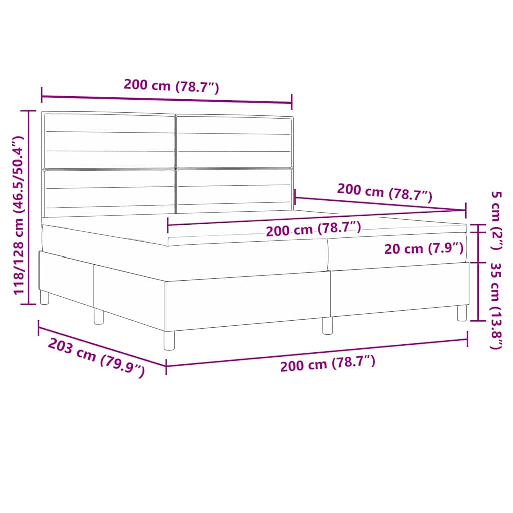 Boxspringbett mit Matratze Dunkelgrau 200 x 200 cm Stoff