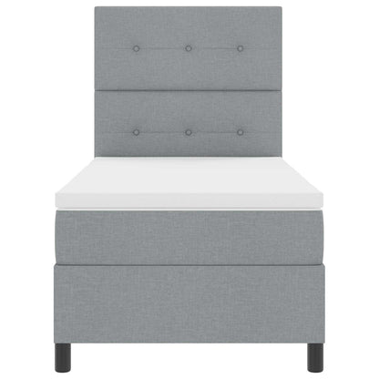 Boxspringbett mit LED-Lichtleisten Hellgrau 80 x 200 cm Stoff