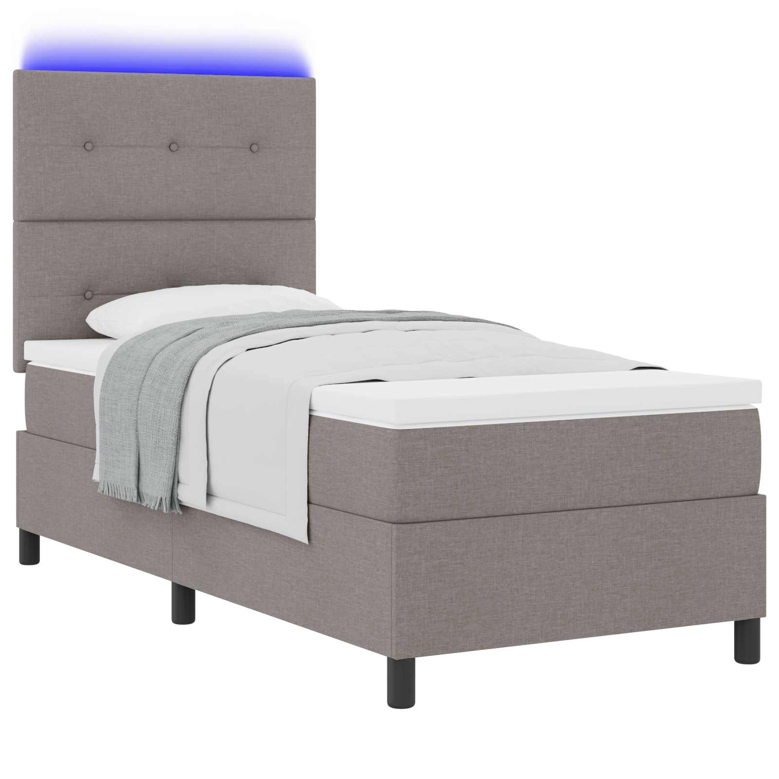 Boxspringbett mit LED-Lichtleisten Taupe 80 x 200 cm Stoff
