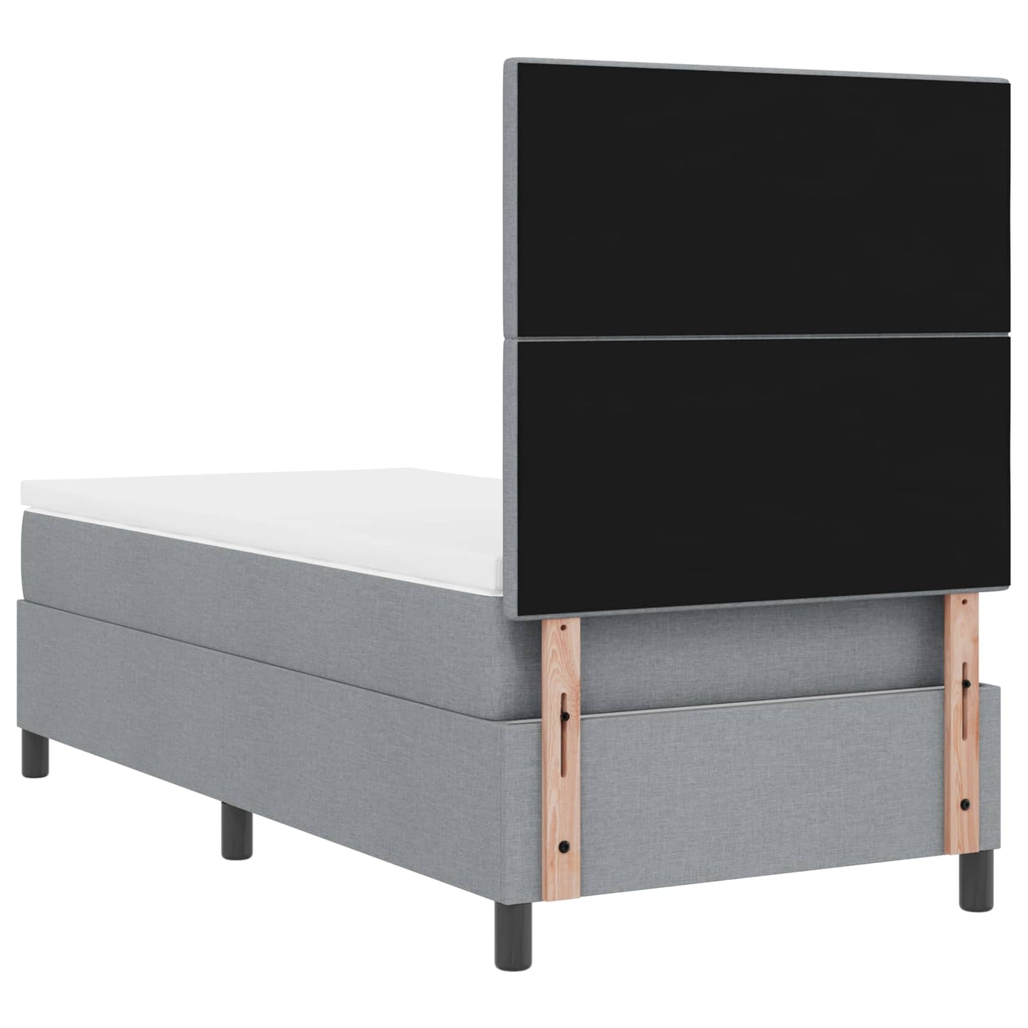 Boxspringbett mit LED-Lichtleisten Hellgrau 90 x 190 cm Stoff