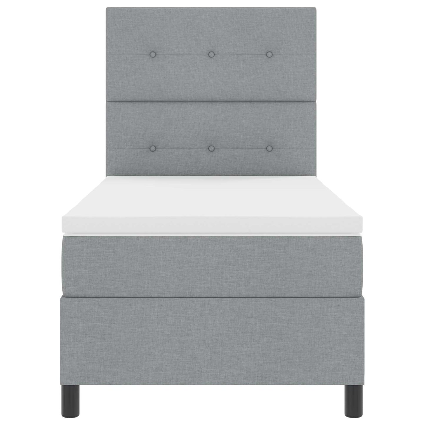 Boxspringbett mit LED-Lichtleisten Hellgrau 90 x 190 cm Stoff