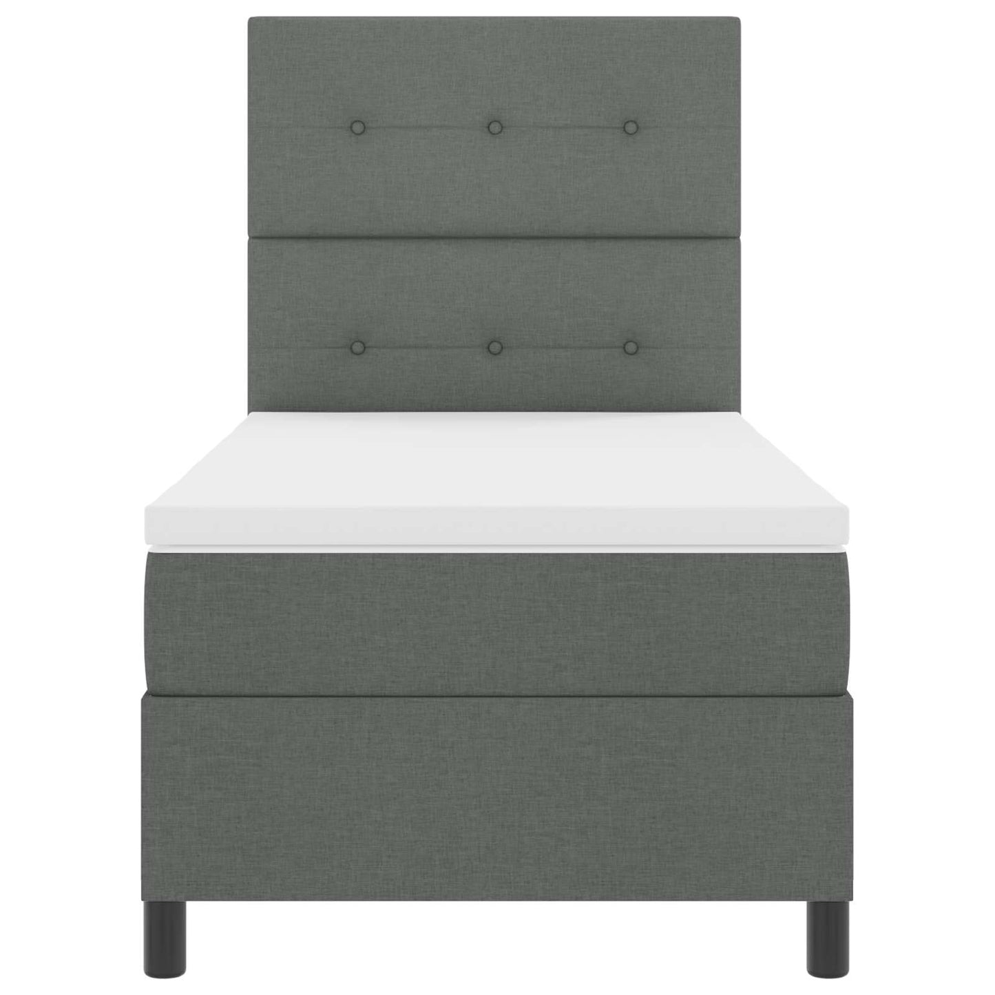 Boxspringbett mit LED-Lichtleisten Dunkelgrau 90 x 190 cm Stoff