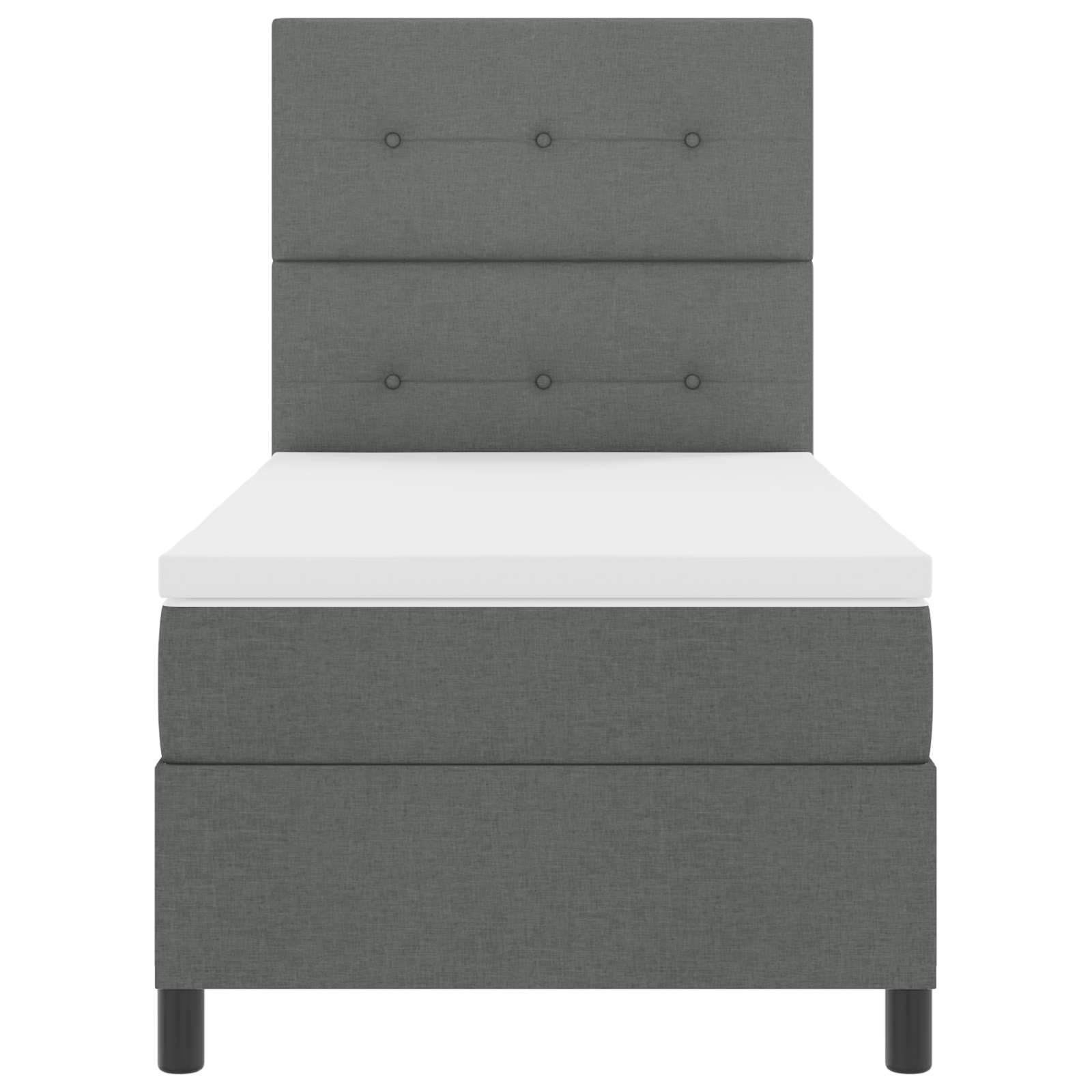 Boxspringbett mit LED-Lichtleisten Dunkelgrau 90 x 190 cm Stoff